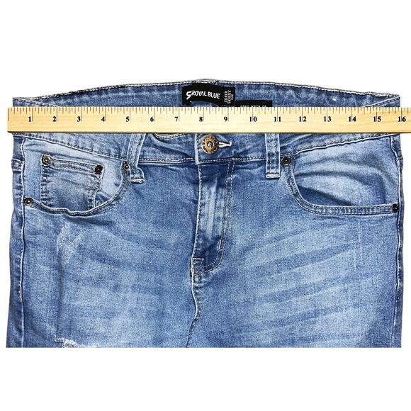 Royal Blue Ripped Super Skinny High-Rise Jeans Men's 34X30 - Picture 2 of 7